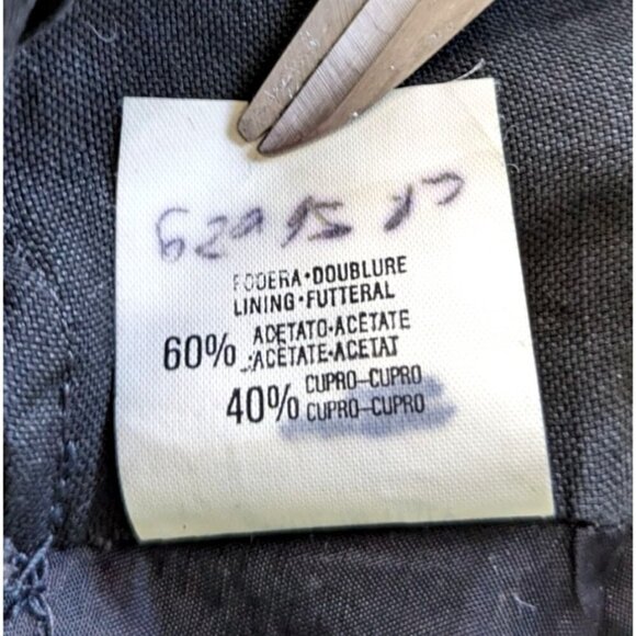 Rare Vtg 80s EMPORIO ARMANI Linen-Blend Black Cropped Jacket Size IT 46/ US 10 - Picture 7 of 12